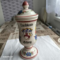 Retro Német kerámia urna, fedeles váza eladó! 33 x 12  cm