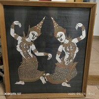 Selyemkép eladó!!!Japán táncoló nők selyemkép eladó!Keretezett, üvegezett selyemkép 47 x 53 cm