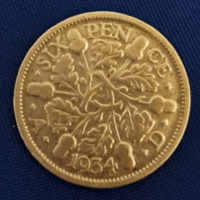 1934 ezüst 6 Penny V.   György Anglia (72)