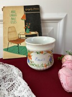 Gyönyörű virágos csupor porcelán findzsa nagymama kincse Zsolnay pipacsos Emlék