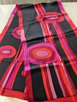 Kézzel festett selyem sál modern mintával, élénk színekkel, 170 x 42 cm