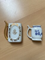 Régi csehszlovák csőrös csésze, kúrapohár, emlékpohár Karlovy Vary- ból