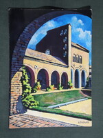Képeslap,Székesfehérvár,Múzeumkert,kőtár,romkert, látkép,részlet,Lendvai grafika,2002-