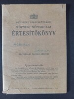 Budapest Székesfővárosi Községi Népiskolai Értesítőkönyv Albeker István I.ker iskolák 1942-ből