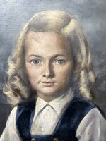 Antik olajfestmény - Lány portré a 19. századból