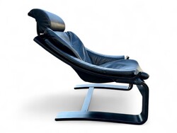1970s NELO Sweden “Kroken” Lounge bőrfotel “Ake Fribyter design” mid-century vintage skandináv fotel