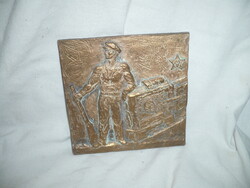 Régi bronz plakett falidísz a szocializmusból 14,5cm