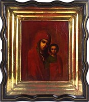 1V054 Antik utazó ikon - Mária a kis Jézussal