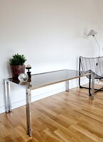 Vintage minimalista dohányzóasztal, üvegasztal