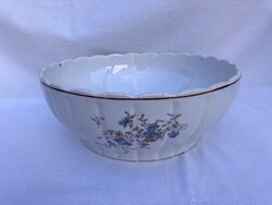 Fodros szélű virágos - nefelejcses - virágmintás porcelán komatál - pörköltes - pogácsás tál