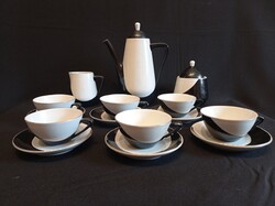 Hollóházi porcelán Art deco Pingvin mokkás/kávés készlet Koczor Sándor tervei alapján