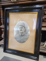 Antik képkeret, katona fotóval