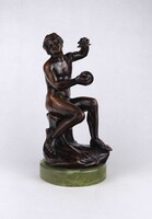 1V088 Elkington & Co antik zenész akt figura bronz szobor márvány talapzaton
