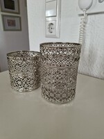 2db ezüst színű, hibátlan fém kaspó