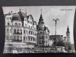 Régi képeslap - Nagyváradi látkép villamossal