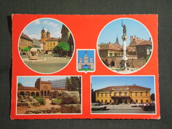 Képeslap,Székesfehérvár,mozaik,Velence szálló,országalma,kőtár,Püspök kút szobor,részletek,1982-