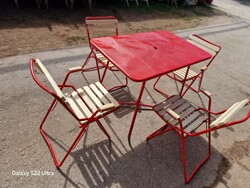 Retro kerti garanitura régi strand szett csővázas kerti asztal kerti székek