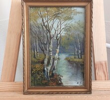 (NBL1) Szép szignózott tájkép festmény 20x27 cm kerettel