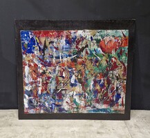 Jelzett modern absztrakt festmény Jackson Pollock stílusában