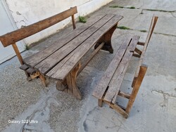 Régi parti asztal régi kerti garanitura rönk asztal kerti padok