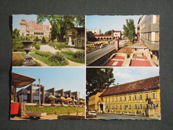 Képeslap,Székesfehérvár,mozaik,Stop étterem,tanácsháza,Huszár szobor,kőtár látkép,részletek,1972-