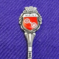 Mainz zománc címeres souvenir,ezüstözött kis díszkanál.