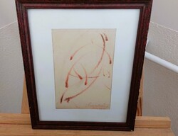 (NBL1) Senyei Oláh István grafika 28x34 cm kerettel
