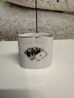 Drasche Porcelán Kártya mintás Cigi / Gyufatartó A145