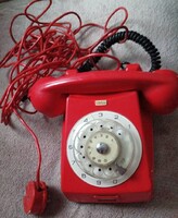 Retro bakelit, vezetékes piros CB76MM tárcsás telefon