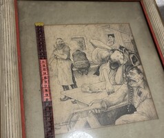 Faragó József eredeti tollrajz dedikációval (1930-as évek)