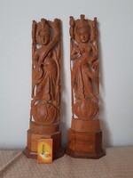 Fa faragott handmade indiai istennők párban