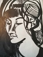 Józsa János festőművész és grafikusművész Női fej