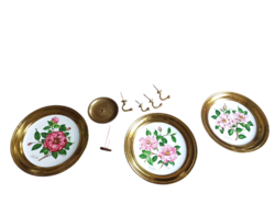 Vörös és sárgaréz tárgyak, virággal díszített német, Bavaria porcelán tányér, Balatoni emlék