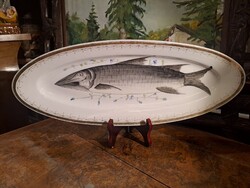ANTIK PORCELÁN KÉZZEL FESTETT HALAS TÁL 50 CM