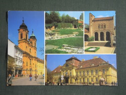 Képeslap,Székesfehérvár,mozaik,Püspöki palota,romkert,templom látkép,részlet,1988-