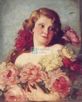 Szánthó Mária (1897-1998): Nő virágcsokorral