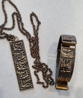 Dömötör László brutalista stílusú, jelzett iparművészeti ékszerei