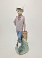 Lladro Nao porcelán kalapos fiú kutyával 23cm