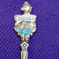 Pesaro zománc címeres,800-as ezüst souvenir kis díszkanál.