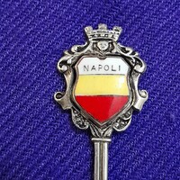 Nápoly- Napoli zománc címeres, souvenir dísz kiskanál.