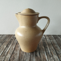 RÉGI GRÁNIT KISPEST KŐPORCELÁN KANCSÓ,KIÖNTŐ FEDÉLLEL