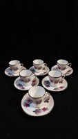 Rózsás porcelán mokkás csészék és aljak