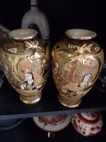 Antik Santsuma  porcelán  vázapár  sárkány díszítéssel ,arany kézi festésűestésű    eladó
