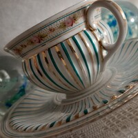 MUZEÁLIS TK KLÖSTERLE  1830-1893 TÜRKIZ-ARANY BORDÁZOTT PORC. CSÉSZE + ALJ - Art&Decoration
