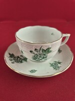 Herendi zöld Eton mintás teas csésze + alj