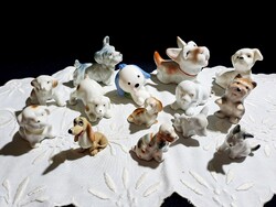 14 db porcelán aranyos kicsi kutya, kutyus, kb. 5-8 cm