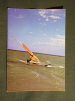 Képeslap,Balaton,szörf,hullámlovas látkép,részlet,1985-