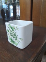 Hollóháza Zöld Kétoldalas Hortenzia Mintás Cigaretta Tartó Doboz.5.5 cm.