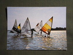 Képeslap,Balaton,szörf,hullámlovas látkép,részlet,1985-