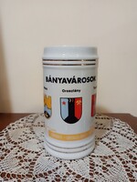 OMBKE Oroszlány  Tapolca Ajka Pècs Kazincbarcika Hollóházi bányász korsó, porcelán sörös korsó